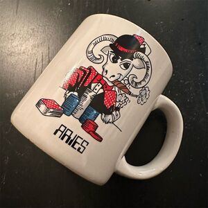 Vintage Aries Zodiac Mug Multicolor Whimsical Ceramic Porcelain